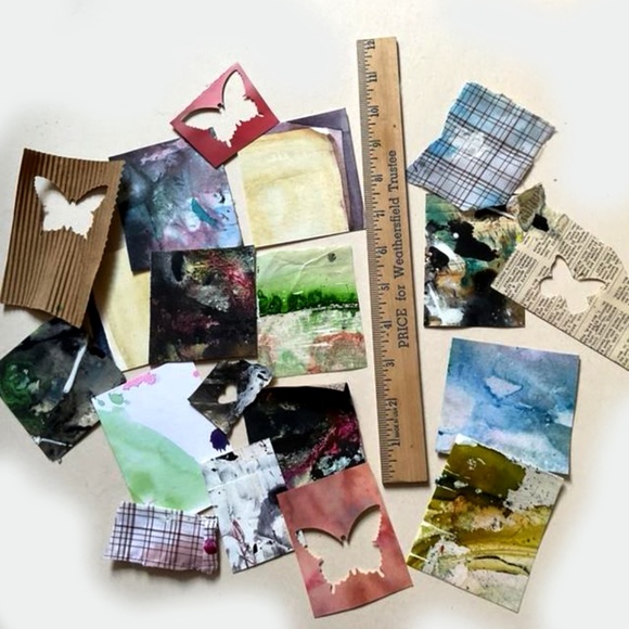 Junk Journal Pack  15+ Hand painted Pieces, Great for scrapbooking, collage - Picture 3 of 12